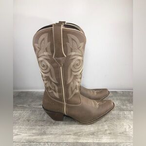DURANGO DRD0208 Crush Flag Western Cowboy Mocha Leather Women's Boots Size 8.5